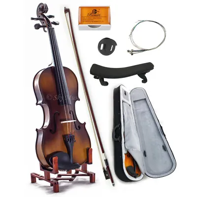 Solid Maple Spruce Wood Fiddle Violin 4/4 Full Size W Case Bow Shoulder String  • $89.99