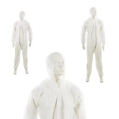 £5.49 • Buy Disposable Coveralls Overalls Boilersuit Hood Painters Protective Suit (WHITE)