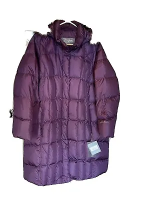 REDUCED: NWT Eddie Bauer Ladies Lodge Down Parka Coat Removable Hood Eggplant • $175