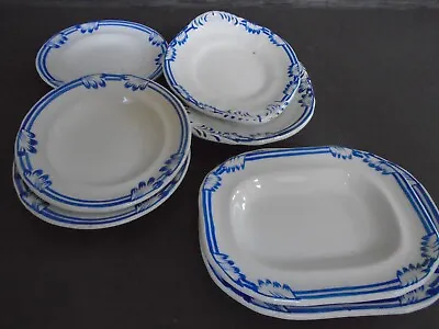 STAFFORDSHIRE CHILD'S DINNER SET (7 Pcs) MEIGH'S LEAF BORDER • $70