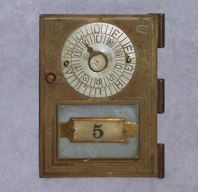 Antique USPS Post Office Mail Box Door BRASS Cover Plate COMBO Double-Dial 1902 • $50