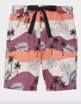 New Peter Alexander Mens Sunset Palm Mid Pj Shorts Medium M Pockets Rrp$69.95 • $25