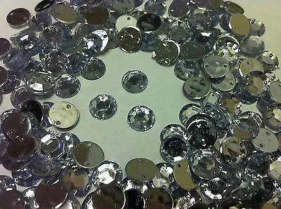 £4.99 • Buy 200 Faceted CLEAR Rhinestones Diamante To SEW On - 11mm Gems Or Stick With Glue 