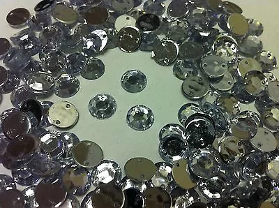 £4.99 • Buy 200 Faceted CLEAR Rhinestones Diamante To SEW On - 11mm Gems Or Stick With Glue 
