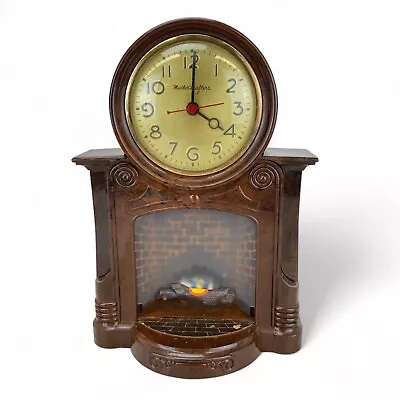 Vintage 1949 MASTER CRAFTERS Moving Light Up Fireplace Clock No. 272 - VIDEO • $64.95