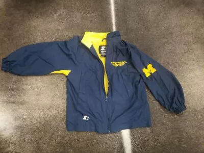 Team Starter NCAA Michigan Wolverines Kids Windbreaker Jacket Sz 6/7 Maze & Blue • $30