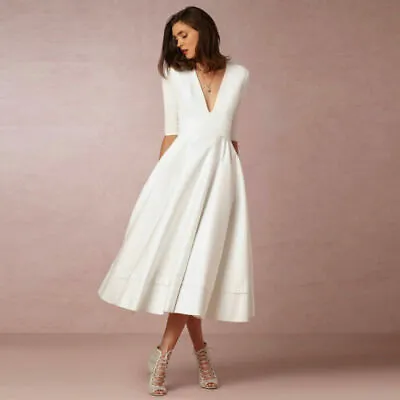 British Womens A-line Swing Dress Cocktail Wedding Evening Party Skirt Ball Gown • $19.99