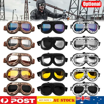 Vintage Pilot Motorcycle Racing Goggles Aviator Retro ATV UTV Dirt Bike Eyewear • $16.99