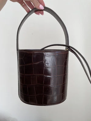 $250 • Buy STAUD Bissett Croc Embossed Bucket Bag In BROWN - NWT