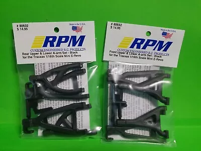 NEW RPM ARMS Front & Rear Set BLACK 80692 80602 TRAXXAS 1/16 Mini E-REVO REK • $25.99