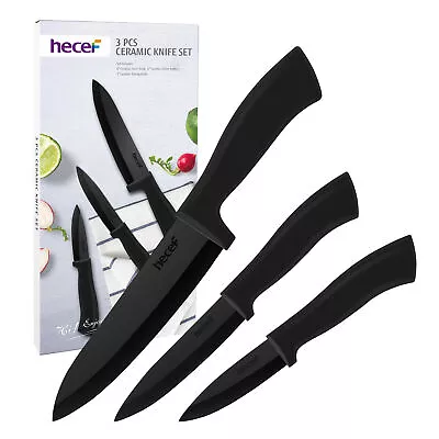 Hecef 3PCS Ceramic Knife Set Extra Sharp Chef Knife Fruit Knife Vegetable Knife • $14.99