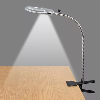 Magnifying Glass Lamp 2 LED Table Top Desk Magnifier Light Craft Reading+Clamp • $30.95