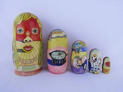 Matryoshka Nesting Dolls 7  5 Pc. Salvador Dali Artist Hand Made Russian 1040 • $86.44