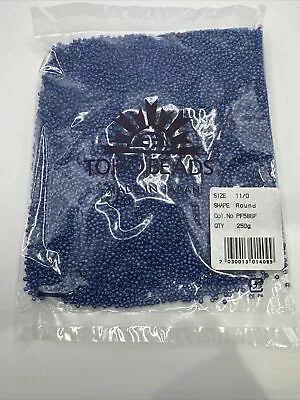 TOHO Round 11/0 Seed Beads 250g Package PermaFinish Cerulean Blue Metallic Matte • $29.99