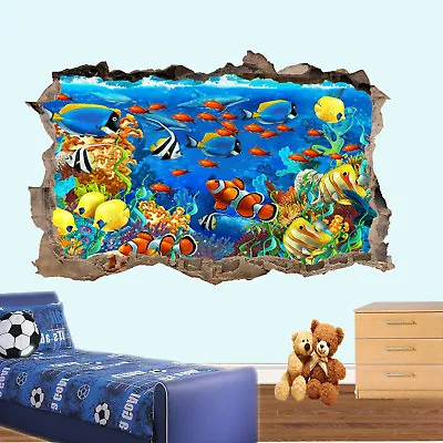 Underwater Tropical Fish Wall Stickers 3d Art Mural Poster Office Home Decor Uq0 • £15.99