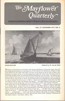 General Society Of Mayflower / Mayflower Quarterly Vol 37 No 4 November 1971 • $17
