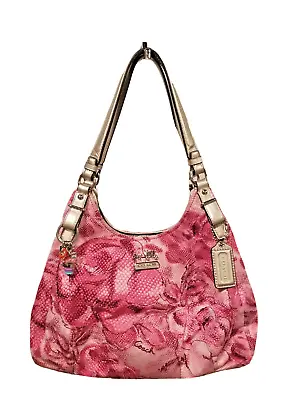 Coach Maggie Madison Pink Floral Shoulder Bag With Charms A1220=19642 • $99.99