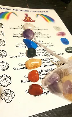 £4.65 • Buy New CHAKRA HEALING CRYSTALS 7 Stone Chakra Set Reiki Chakras Healing FREE PouchA