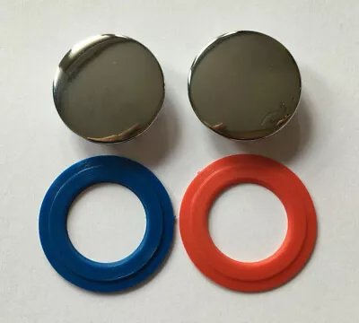 Tap Indices Tops Chrome  27mm Into Tap Red Blue Spares Parts Pair            I4 • £8.99