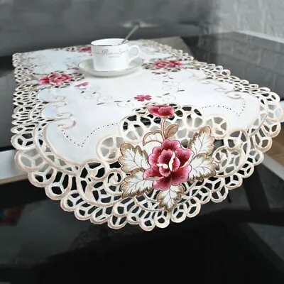 Tablecloth White Oval Lace  Doily Embroidered Floral Small Table Cover Home • $10.85