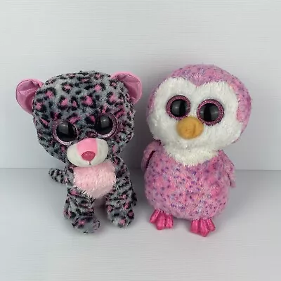 TY Beanie Boos Plush Lot 23cm Tasha Leopard Pink Grey Glider Owl Soft Animal • $23.95