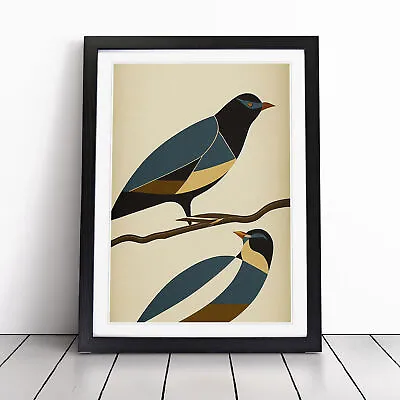 Pair Of Birds No.2 Abstract Wall Art Print Framed Canvas Picture Poster Decor • £29.95