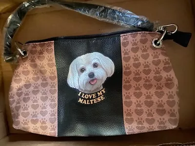 Pet Paw Print Purse Leather Like  I Love My Maltese  • $30.25