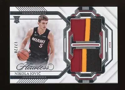 2022-23 Panini Flawless Nikola Jovic Miami Heat RC Rookie Dual Patch 12/20 • $0.99