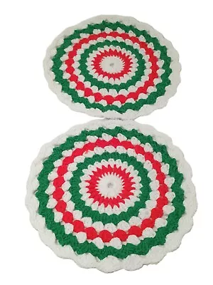 Vintage Christmas Handmade Doilies 3D Style Set Of 2 9.5x9.5 • $11.99