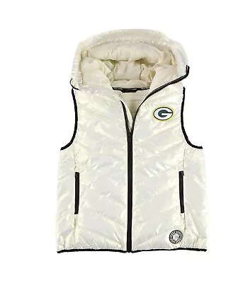 DKNY Womens Green Bay Packers Metallic Puffer Vest Metallic Small • $25