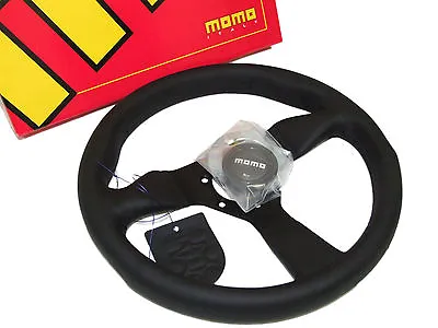 MOMO Steering Wheel Monte Carlo (320mm / Leather / Black Stitch / Black Horn) • $197.88