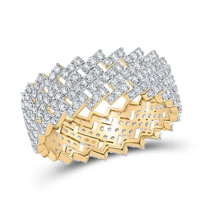 10kt Yellow Gold Mens Round Diamond Cuban Eternity Band Ring 1-5/8 Cttw • $1168.92