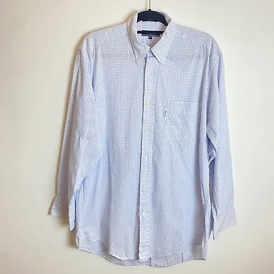 Faconnable 4 16 R Light Blue Checked Pocket Cotton Long Sleeve Shirt  • £14.50