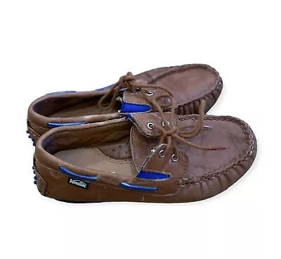 VENETTINI Boy KIDS Brown Blue MOCCASIN W/ LACES Sz: 13 US 30 Shoes Slip On • $22.99