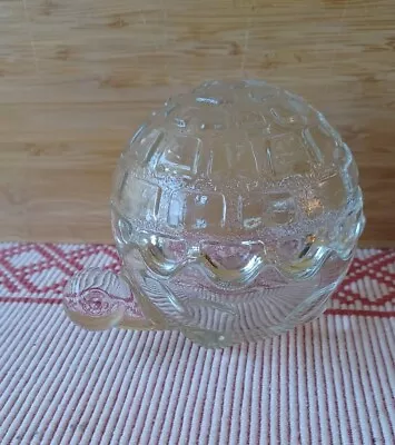  ANCHOR HOCKING  TURTLE BOX  Clear Glass Etched Design - Two Pieces  USA Vintage • $14.75