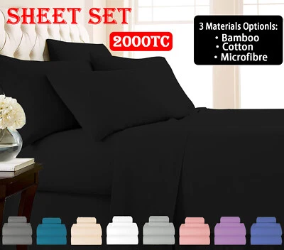 $36.99 • Buy 2000TC Bed Sheet Set Bamboo/Cotton/Microfiber Flat Fitted Sheet S/DB/Queen/King