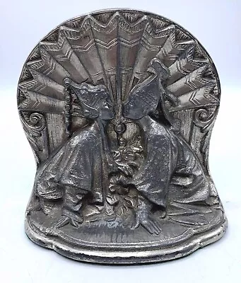 Vintage Art Deco Oriental Siamese Silver Metal Bookend • $29