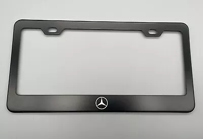 Mercedes Benz Logo Laser Engraved Stainless Steel  Black LICENSE PLATE FRAME • $11.80