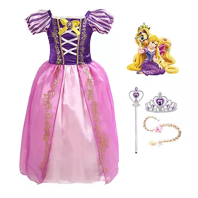 £5.82 • Buy Tangled Rapunzel Princess Fancy Dress Up Cosplay Party Costume Girls Outfit Gift