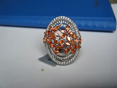 Padparadscha Topaz And White Topaz Silver Ring • £45