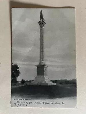 Gettysburg Pa * Civil War Battlefield * Monument Of First Vermont Brigade 1904 • $7.55