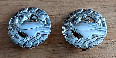 Vintage GEORG JENSEN Sterling Silver Dove Clip Earrings 925 S Denmark • $199