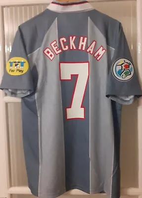 England Euro 96 7 BECKHAM Away Retro Remake Shirt XL But Fits Like A Large • £50