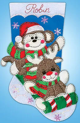 Felt Embroidery Kit ~ Design Works Sock Monkey Christmas Stocking #DW5241 • $16.99