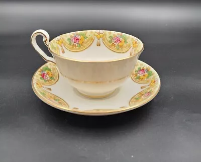 Vintage Tea Cup And Saucer Victoria C And E England Floral Gold Trim • $13