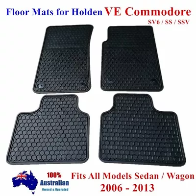 Rubber Floor Mats For Holden Commodore VE SS 06 - 2013 Sedan/Wagon Full Black • $89