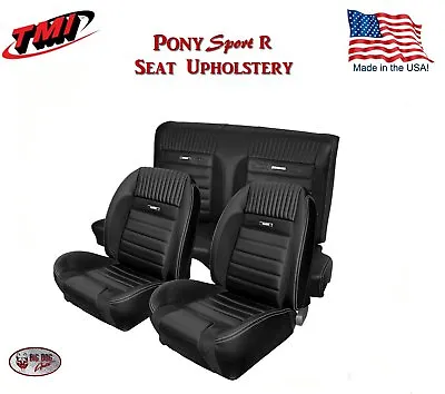 1964 - 66 Mustang Fastback Front/Rear Seat PONY Sport R Upholstery - Black TMI • $1136.86