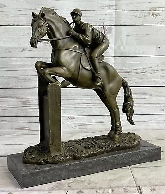 Vintage Signed Jockey Horse Racing Bronze Sculpture Art Statue Figure Decor • $234.50