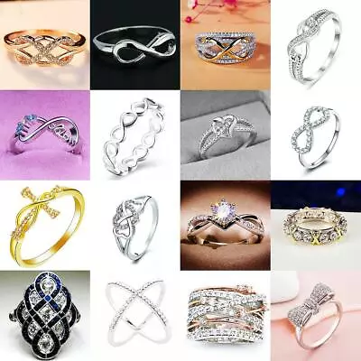 Infinity Heart Ring For Women Rhinestone Ladies Fashion Accessories Jewelry Gift • $1.90