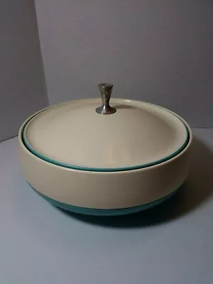 Vintage Bopp Decker Plastic Vacron Covered Bowl Serving Dish MCM Turquoise  USA  • $26.99